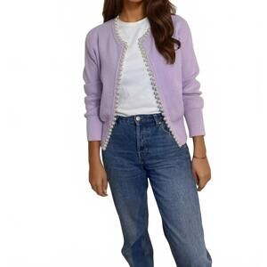 NEW SELF-SAME charlotte pearl detail cardigan in lilac